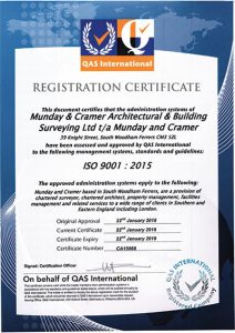 Munday + Cramer has achieved ISO Certification to ISO 9001:2015